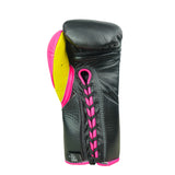No Boxing No Life Fight Gloves - Black/ Yellow/ Neon Pink
