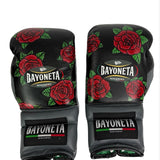Bayoneta PuLat Gloves - Exclusive Custom "Traditional Tattoo Flowers" Hand Painted - Gray/ Black