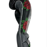 Bayoneta PuLat Gloves - Exclusive Custom "Traditional Tattoo Flowers" Hand Painted - Gray/ Black