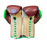 No Boxing No Life Training Gloves - Canelo Edition - Maroon/ Neon Green/ Pearl