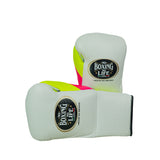 No Boxing No Life Fight Gloves - White/ Neon Pink/ Neon Yellow
