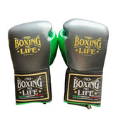 No Boxing No Life Guantes de Entrenamiento - Negro/ Verde Metalico