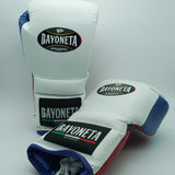 Bayoneta Premium MX - Guantes de Entrenamiento de Látex - Blanco/ Azul Eléctrico/ Rojo