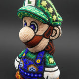 Mario Bros. Luigi - Mexican Huichol Art