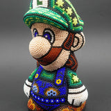 Mario Bros. Luigi - Mexican Huichol Art