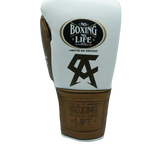 No Boxing No Life Guantes de Entrenamiento - Edición Canelo - Blanco/ Marrón Metálico