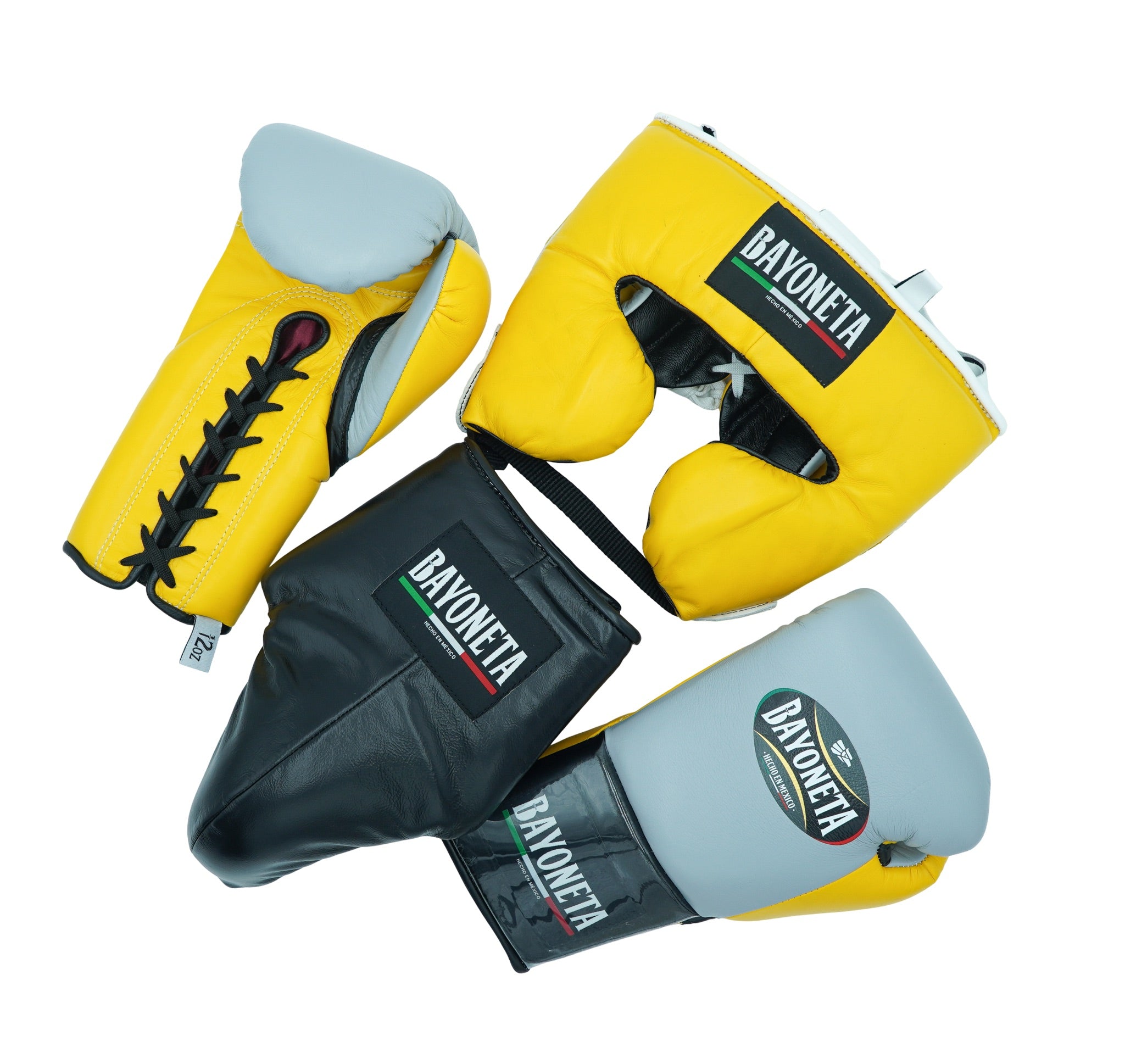 Full Sparring Set Gray/ Yellow/ Black Boxing Gloves