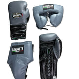 Full Sparring Set - Genuine Crocodile Black Skin/ Gray