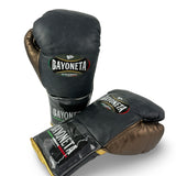 Bayoneta Premium MX - Guantes de Pelea Pelo de Caballo - Azul Cadete Espacial/ Marrón Cedro Metálico/ Dorado Metálico