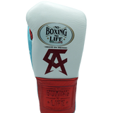 No Boxing No Life Training Gloves - Canelo Edition - White/ Metallic Teal/ Metallic Red