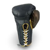 Bayoneta Premium MX - Guantes de Pelea Pelo de Caballo - Azul Cadete Espacial/ Marrón Cedro Metálico/ Dorado Metálico