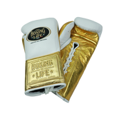 No Boxing No Life Fight Gloves - White/ Gold