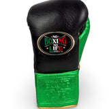 No Boxing No Life Fight Gloves  - Black/ Metallic Green/ Metallic Gold