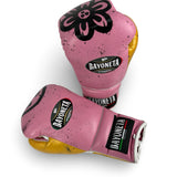 Bayoneta Premium Multilayer Horse Hair Gloves - Exclusive Custom "Savage Blossom" Hand Painted - Baby Pink/ Caramel Gold/ White