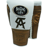 No Boxing No Life Guantes de Entrenamiento - Edición Canelo - Blanco/ Marrón Metálico