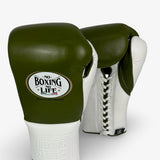 No Boxing No Life Guantes de Entrenamiento - Verde Militar, Blanco
