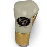 No Boxing No Life Fight Gloves  - Cream/ Metallic Gold
