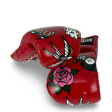 Bayoneta MX Latex Gloves - Exclusive Custom "Traditional Tattoos" Hand Painted - Red