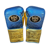 No Boxing No Life Guantes de Entrenamiento - Azul Metálico/ Dorado