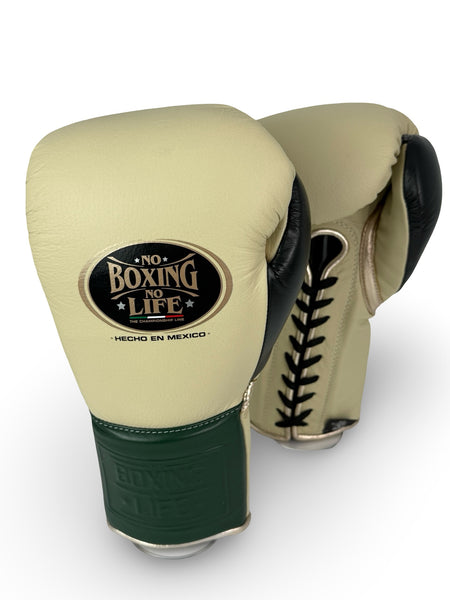 No Boxing No Life Training Gloves - Cream/ Pine Green/ Black