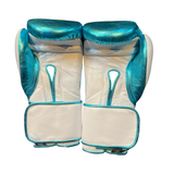 No Boxing No Life Training Gloves - Metallic Aqua/ White