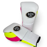 No Boxing No Life Training Gloves - White/ Neon Pop
