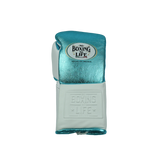 No Boxing No Life Training Gloves - Metallic Teal/ White