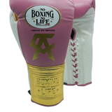 No Boxing No Life Training Gloves - Canelo Edition - Pink/ Gold/ White
