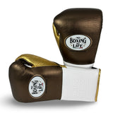 No Boxing No Life Training Gloves - Metallic Brown/ White/ Metallic Gold