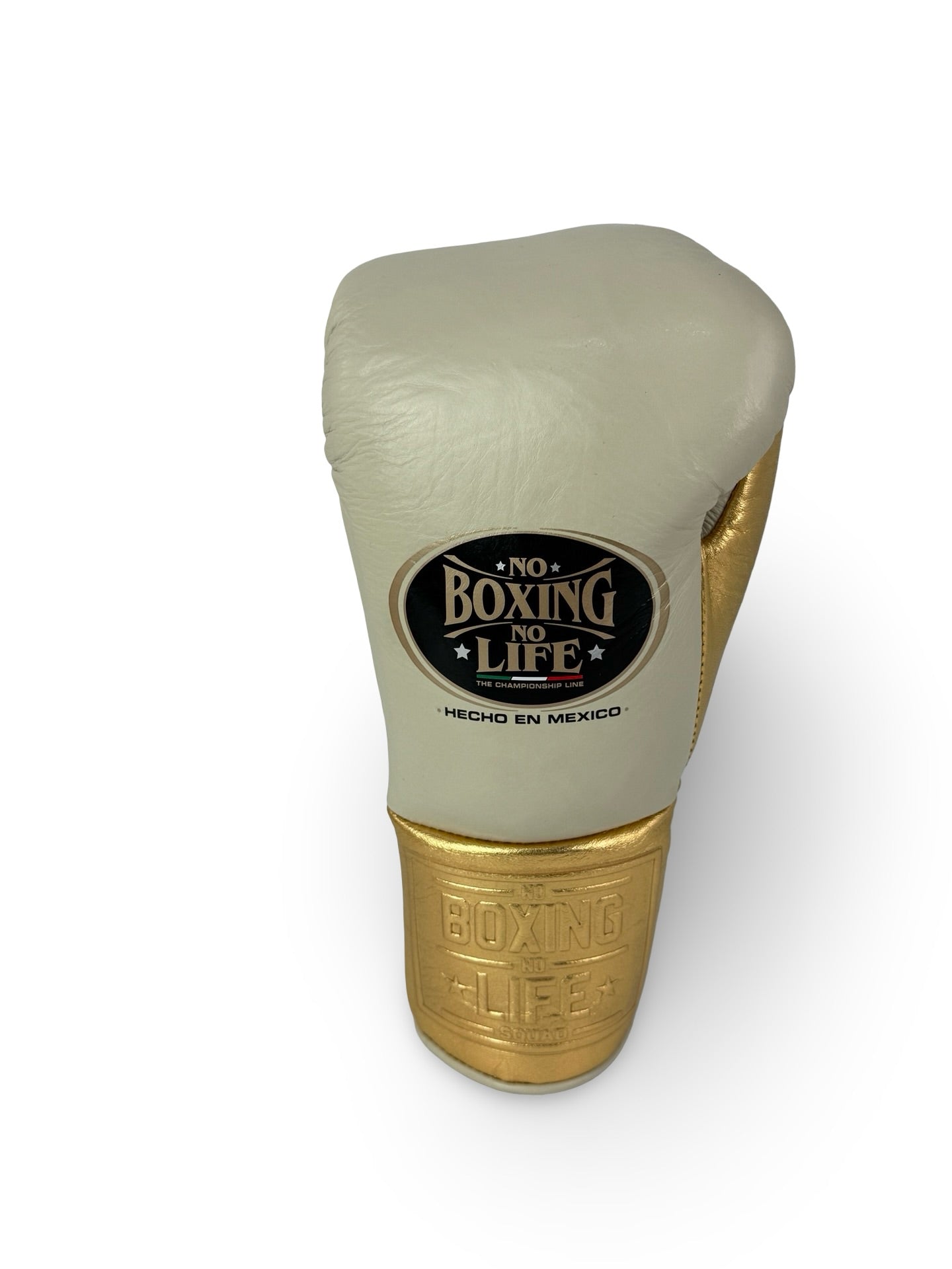No Boxing No Life Training Gloves - Cream/ Metallic Gold Boxing Gloves