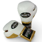 Bayoneta MX Horse Hair Fight Gloves -  White/ Metallic Gold