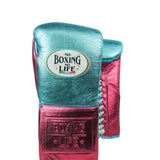 No Boxing No Life Guantes de Entrenamiento - Verde Azulado Metálico/ Blanco