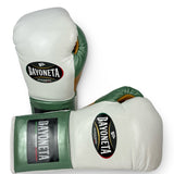 Bayoneta MX Horse Hair Fight Gloves - White/ Metallic Sage Green/ Caramel Gold