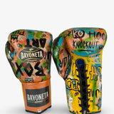 Bayoneta Premium PuLat Horse Hair Gloves - Exclusive Custom Urban Art “Boxing” Hand Painted - Orange/ Black/ Yellow