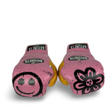 Bayoneta Premium Multilayer Horse Hair Gloves - Exclusive Custom "Savage Blossom" Hand Painted - Baby Pink/ Caramel Gold/ White