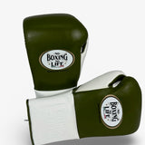 No Boxing No Life Guantes de Entrenamiento - Verde Militar, Blanco