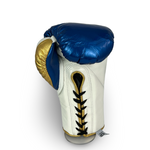 Bayoneta MX Horse Hair Fight Gloves - Electric Blue/ White/ Metallic Gold