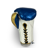 Bayoneta MX Horse Hair Fight Gloves - Electric Blue/ White/ Metallic Gold