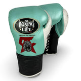 No Boxing No Life Guantes de Entrenamiento - Edición Canelo - Tiffany/ Blanco Perlado/ Negro