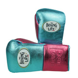 No Boxing No Life Guantes de Entrenamiento - Verde Azulado Metálico/ Blanco