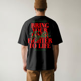 Black Oversize T-shirt - Fighter
