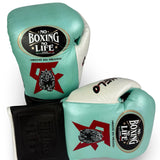 No Boxing No Life Guantes de Entrenamiento - Edición Canelo - Tiffany/ Blanco Perlado/ Negro