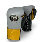 No Boxing No Life Training Gloves - Light Gray/ Caramel Gold/ Black