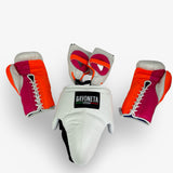Full Sparring Set - White/ Neon Orange/ Neon Pink