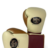 No Boxing No Life Training Gloves - Cream/ Burgundy/ Peanut Brown
