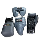 Full Sparring Set - Genuine Crocodile Black Skin/ Gray