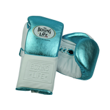 No Boxing No Life Training Gloves - Metallic Teal/ White