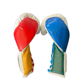 Bayoneta Premium MX - Guantes de Entrenamiento de Látex - Desigual Blanco/ Verde Pino/ Dorado Caramelo/ Azul Real/ Rojo