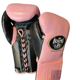 No Boxing No Life Fight Gloves  - Baby Pink/ Black