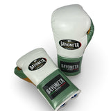 Bayoneta MX Horse Hair Fight Gloves - White/ Metallic Sage Green/ Caramel Gold